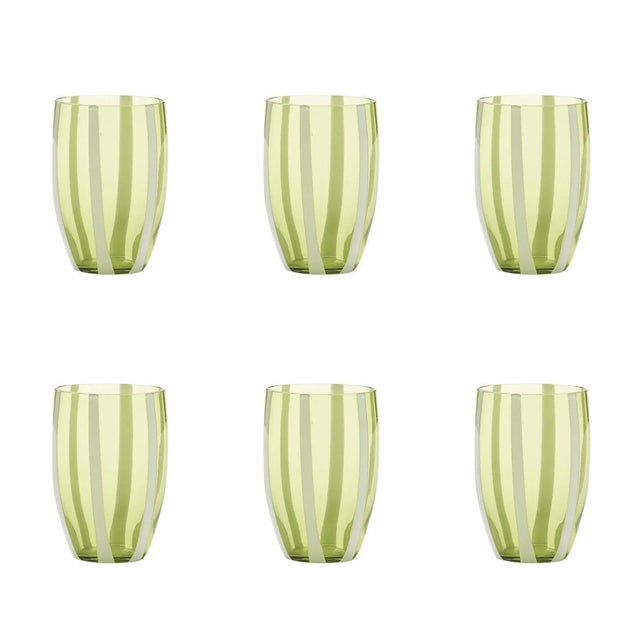 Zafferano Gessato Tumbler in Apple Green - Set of 6 For Sale In New York - Image 6 of 6