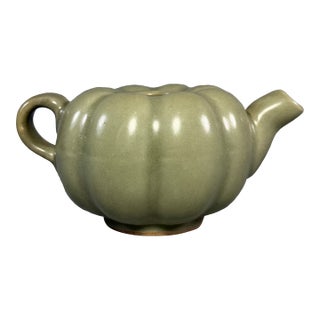 Antique Chinese Celadon Melon‑Shaped Ewer, Collectible Antique For Sale
