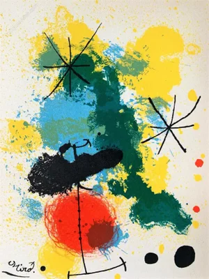 1965 Joan Miro Original Lithograph Composition Mourlot