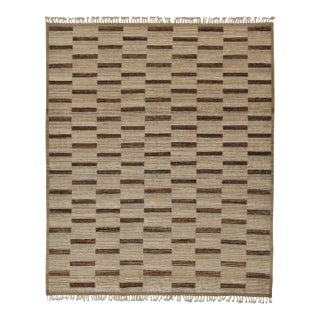 Rug & Kilim’s Modern Rug with Beige-brown Geometric Patterns - 12x16 For Sale