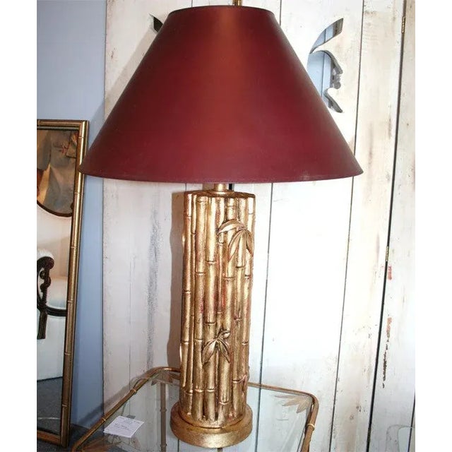 Gilt faux bamboo lamp, rewired. Shade not included. Measurement is to top of socket.