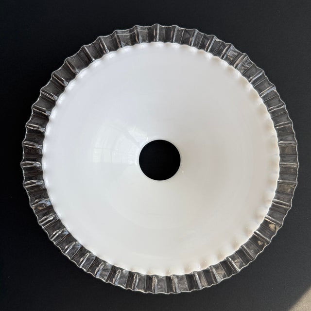 Glass French White Opaline Glass “Frill” Pendant Light, 1930s For Sale - Image 7 of 8