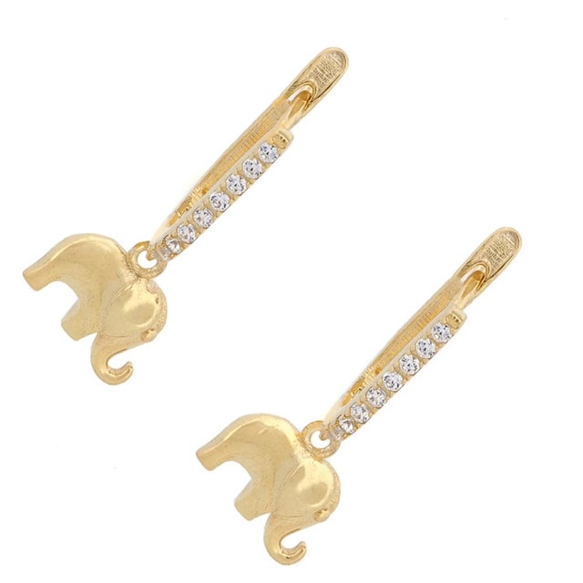 Asian Dainty Gold Lucky Elephant Earrings, A Pair For Sale - Image 3 of 7