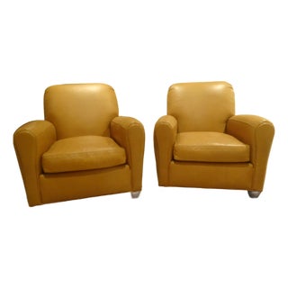 Art Deco Style Leather Chairs by Lee Industries For Sale