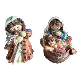 1990s Enesco Cute as a Button: Mary, Jesus and Joseph For Sale