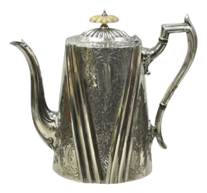 Antique English Edwardian Silver Plated Victorian Floral Engraved Coffee Pot