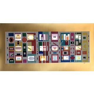 Yaacov Agam, Yaacov Agam Large Silkscreen Colors on Gold Signed Israeli Kinetic Op Art Print, c.1980 For Sale