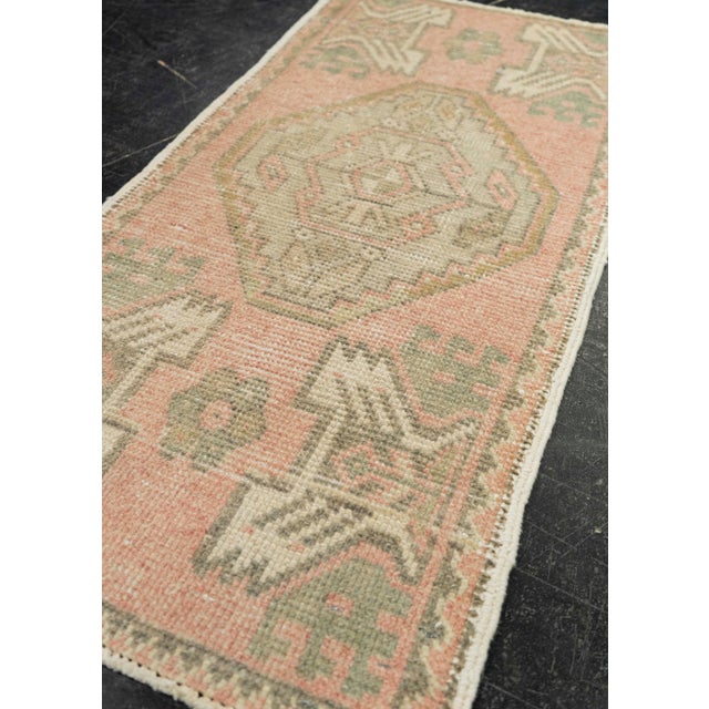 Textile Turkish Mini Rug Oriental Hand Knotted Vintage Rug 1'7" x 3'2" #21161 For Sale - Image 7 of 8