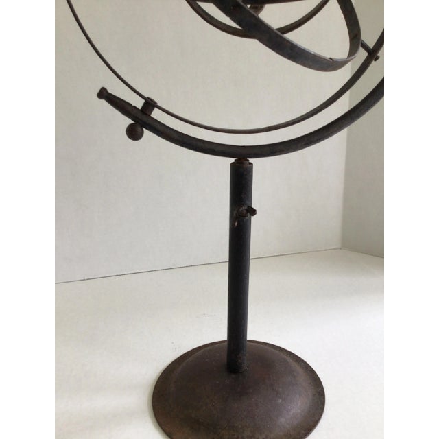1950s Iron Armillary or Rotating Sphere on Metal Base For Sale - Image 9 of 10