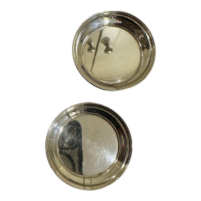 Early 20th Century Gorham Sterling Butter Pat / Trinket / Ashtray Petite Dishes - Pair For Sale