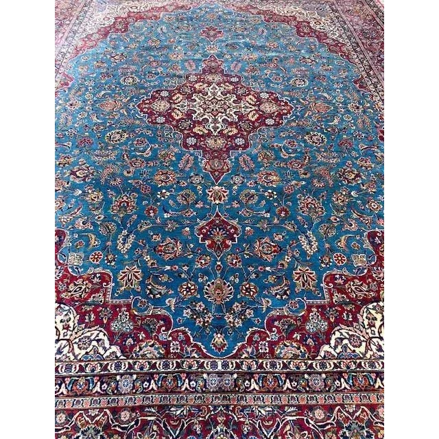 1960s 1960s Super Fine Signed Persian Kashan Carpet , 10'9 X 14'5" For Sale - Image 5 of 8