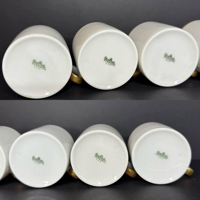 Vintage Rosenthal Germany 21-Piece Porcelain Coffee Service – White With Heavy Gold Trim, Mid-Century Modern For Sale - Image 11 of 18