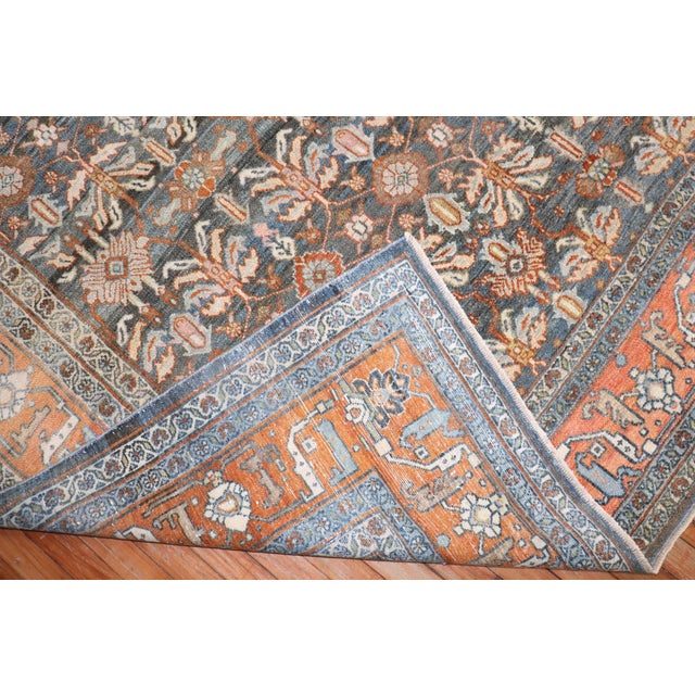 Orange Early 20th Century Persian Bibikabad Room Rug - 8' x 12'2" For Sale - Image 8 of 11
