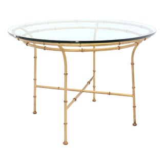 Faux Bamboo X Base Round Dining Table For Sale