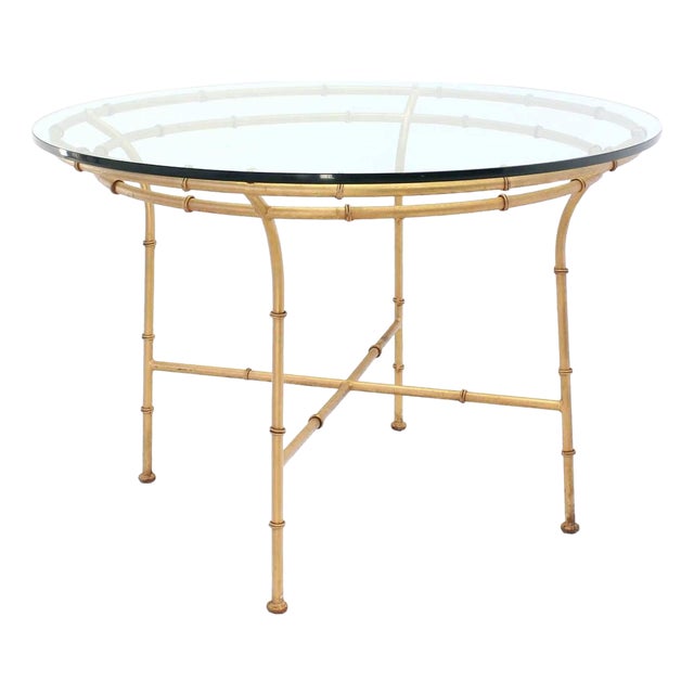 Faux Bamboo X Base Round Dining Table For Sale