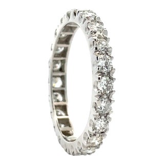 Platinum 1.10 Carats Natural Diamond Eternity Band, Size 7.25 For Sale