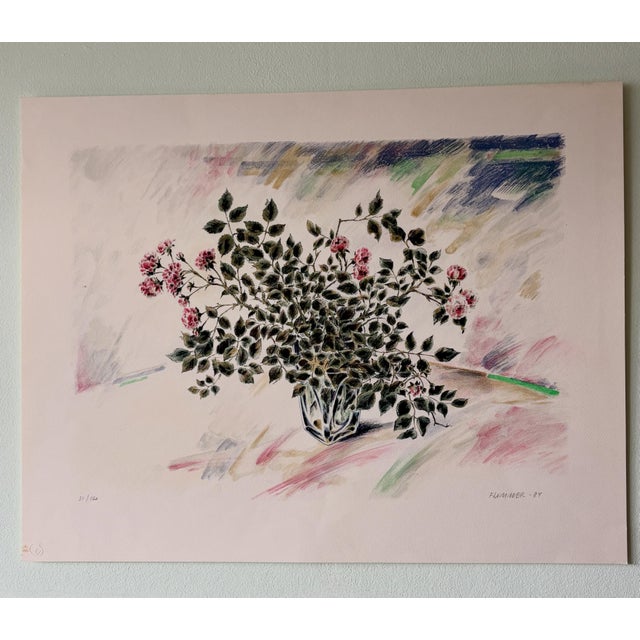 Kai Flummer, Floral Lithograph, 1984, Lithograph For Sale - Image 4 of 4