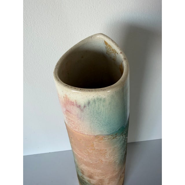 1980s Vintage Tony Evans Raku Studio Pottery Tall Vase For Sale - Image 10 of 12