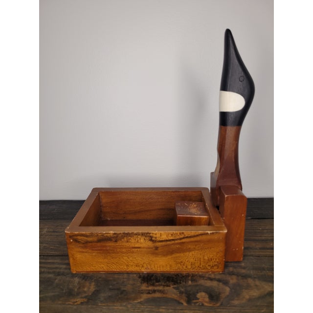 Vintage Hand-Carved Philippine Mahogany Goose Nutcracker & Serving Box For Sale - Image 4 of 12