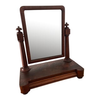 Early 20th Century Antique Victorian Mahogany Vanity Mirror With Drawer Shaving / Dressing Mirror For Sale