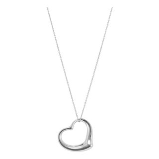 Tiffany & Co. Elsa Peretti 925 Sterling Silver Open Heart Pendant Necklace For Sale