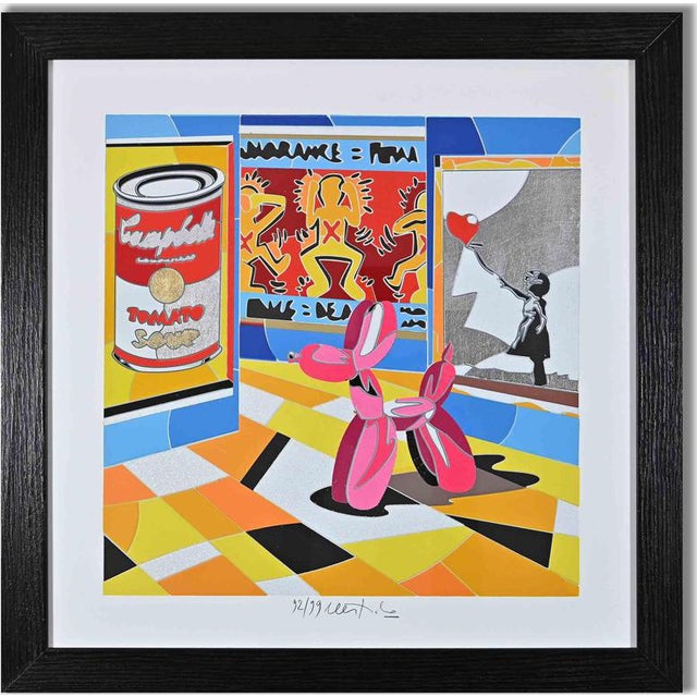 Ugo Nespolo, All the Hype, Edition 92/99, 2000s, Silkscreen Print, Framed For Sale