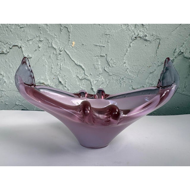 Mid 20th Century Mid-Century Italian Sommerso Art Glass Centerpiece Bowl Attributed to Murano For Sale - Image 5 of 10
