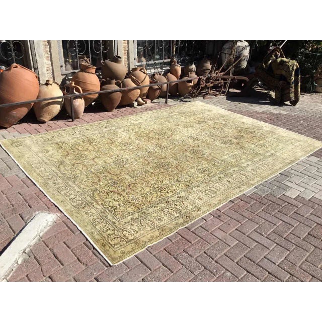 One of a kind hand made oushak rug. This gorgeous hand knotted area rug is made in 1930's by Anatolian tribes. Collectible...