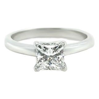 GIA 18ct White Gold Princess-Cut Diamond Engagement Ring 1.20ct For Sale
