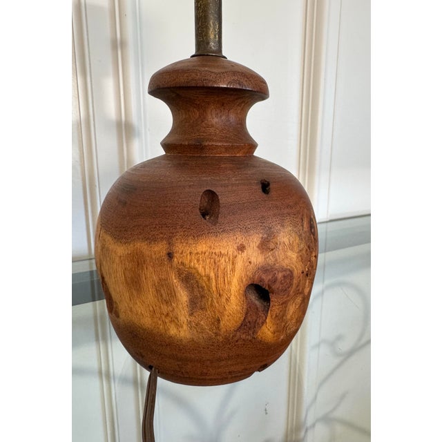 Mid 20th Century Vintage Boho Chic Burl Walnut Wood Table Lamp in the Style of Rude Osolnik, Small For Sale - Image 5 of 12