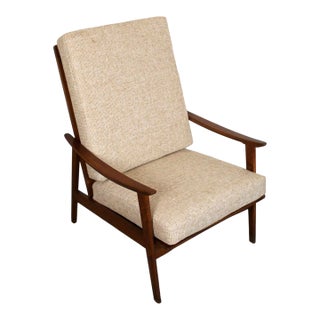 Mid-Century Modern Walnut High Back Lounge Chair For Sale