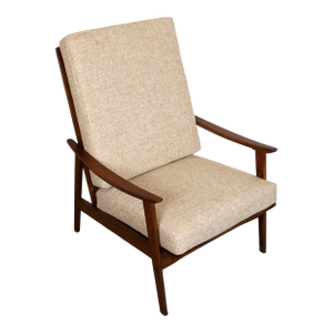 Mid-Century Modern Walnut High Back Lounge Chair