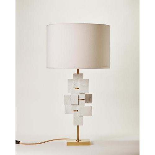 Brass and carrara marble tiles table lamp by matlight milano dimensions: d 45 x w 45 x h 85 cm. Materials: brass and...