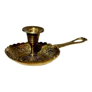 Last Week Sale! Early 20th Century Brass Candle Holder From Pakistan For Sale