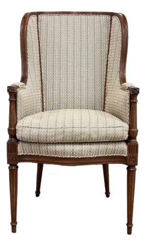 Vintage Louis XVI Style Carved Wood Arm Chair
