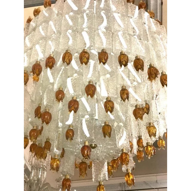 1940s Murano Glass Blocks with Gold Rosettes Chandelier from Barovier & Toso, 1940s For Sale - Image 5 of 17