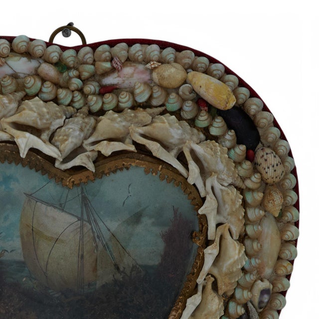 English Antique British Colonial Sailors Valentine in Heart Form For Sale - Image 3 of 8