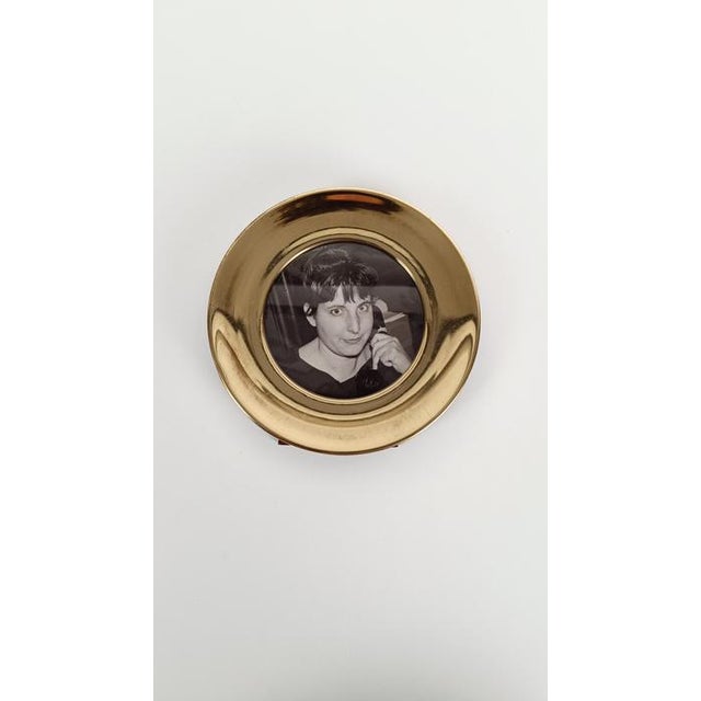 Gold Vintage Italian Round Brass Picture Frame, 1970s For Sale - Image 8 of 14