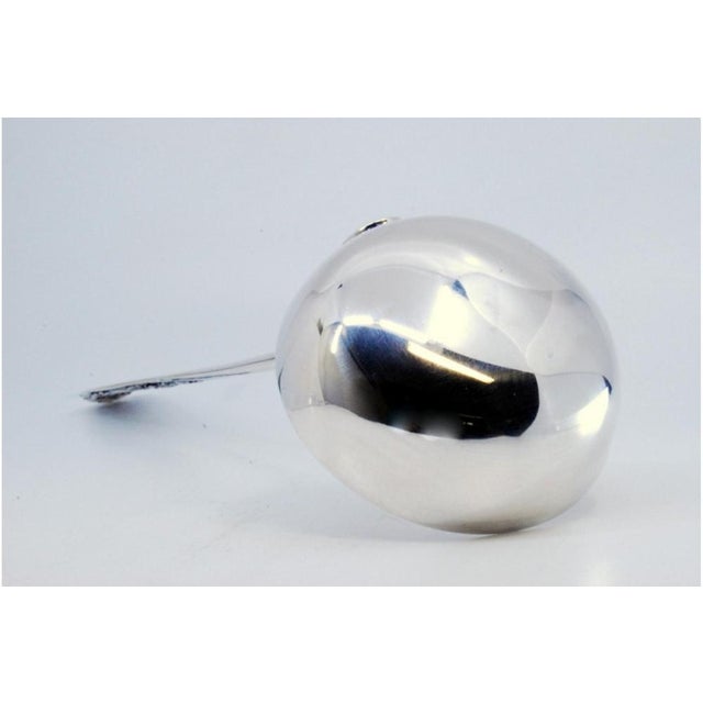 Silver Soup Ladle with Floral Relief Handle and Monogram Card For Sale - Image 5 of 9