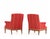 American Near Pair of Edwardian Walnut Library Armchairs in Crimson Striped Upholstery, C. 1900 For Sale - Image 3 of 6