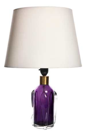 Table Lamp in Purple and Clear Glass from Orrefors, Sweden, 1960s