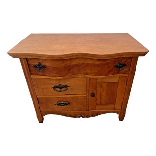 Solid Cherry Antique Dresser, Washstand, Nightstand, Three Drawers, Side Cabinet, Towel Rack For Sale