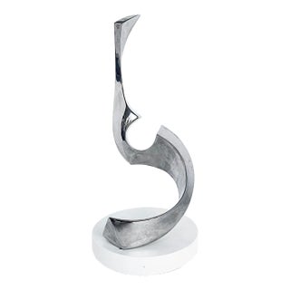 Todd Reuben Chrome Abstract Sculpture on Rotating Base For Sale