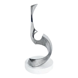 Todd Reuben Chrome Abstract Sculpture on Rotating Base