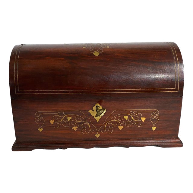 Indian Traditional Jewelry Bangle Wooden Domed Box 10.25" W For Sale