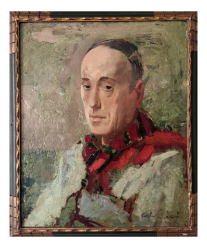 Portrait of a Poet with a Red Scarf, 1920s-1940s, Oil on Canvas