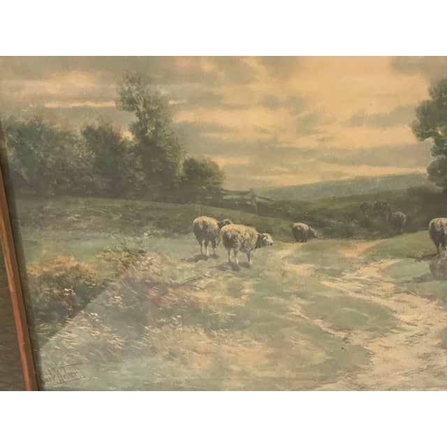 American Antique Pastoral Watercolor Painting on Board, Signed Carl Weber For Sale - Image 3 of 12