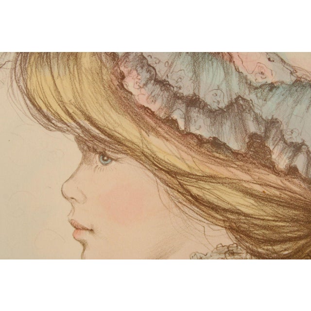 1970s Mary Vickers Handcolored Lithograph, 'Golden Tresses' For Sale - Image 5 of 12