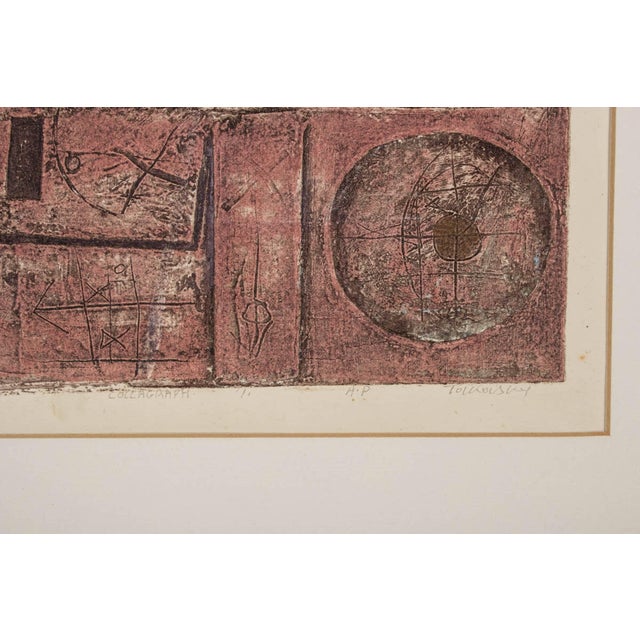 Abstract Zvi Tolkovsky, Untitled Israeli Abstract Collagraph AP Print For Sale - Image 3 of 3