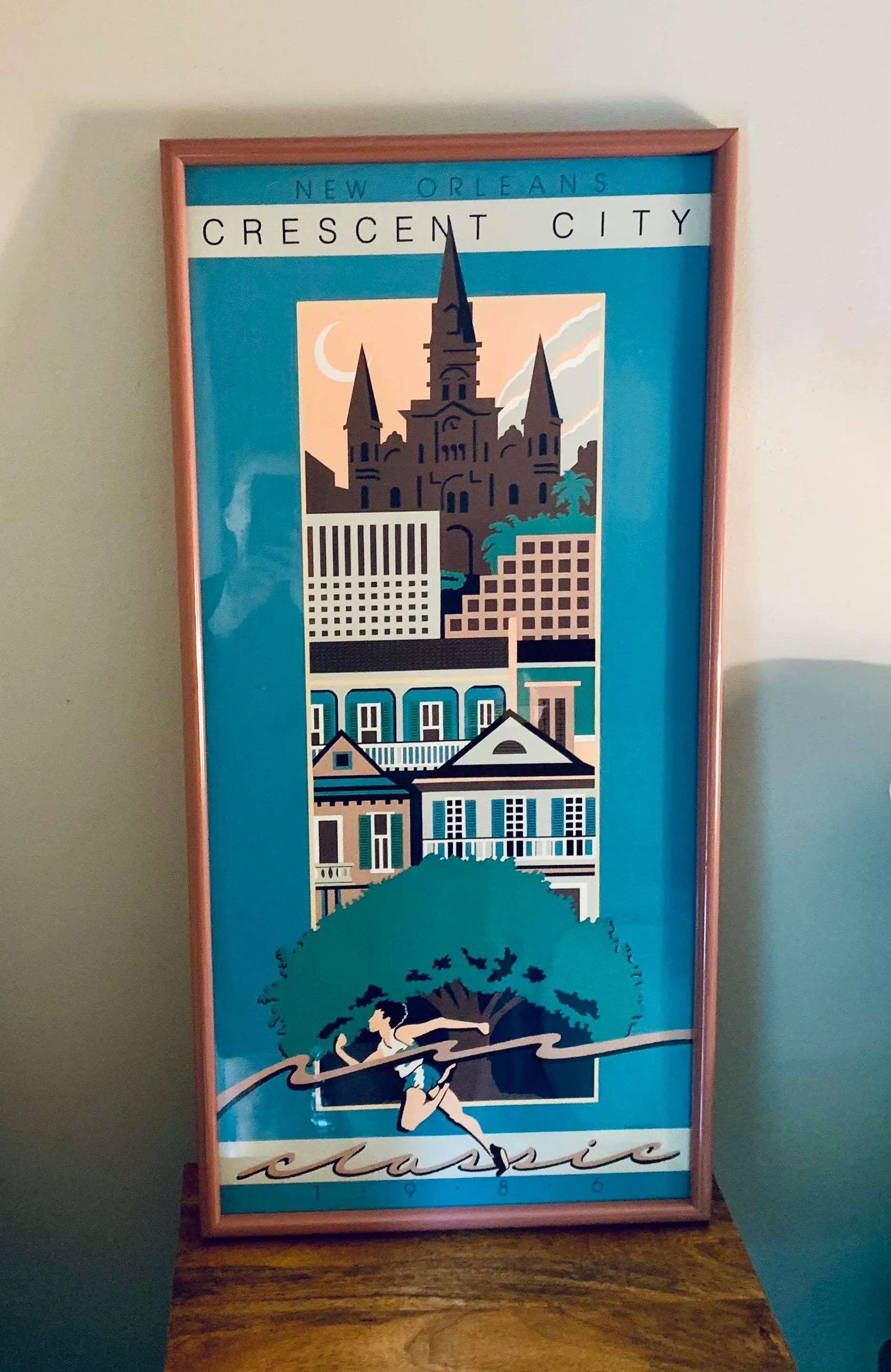 1986 New Orleans Crescent City Marathon Framed Poster | Chairish